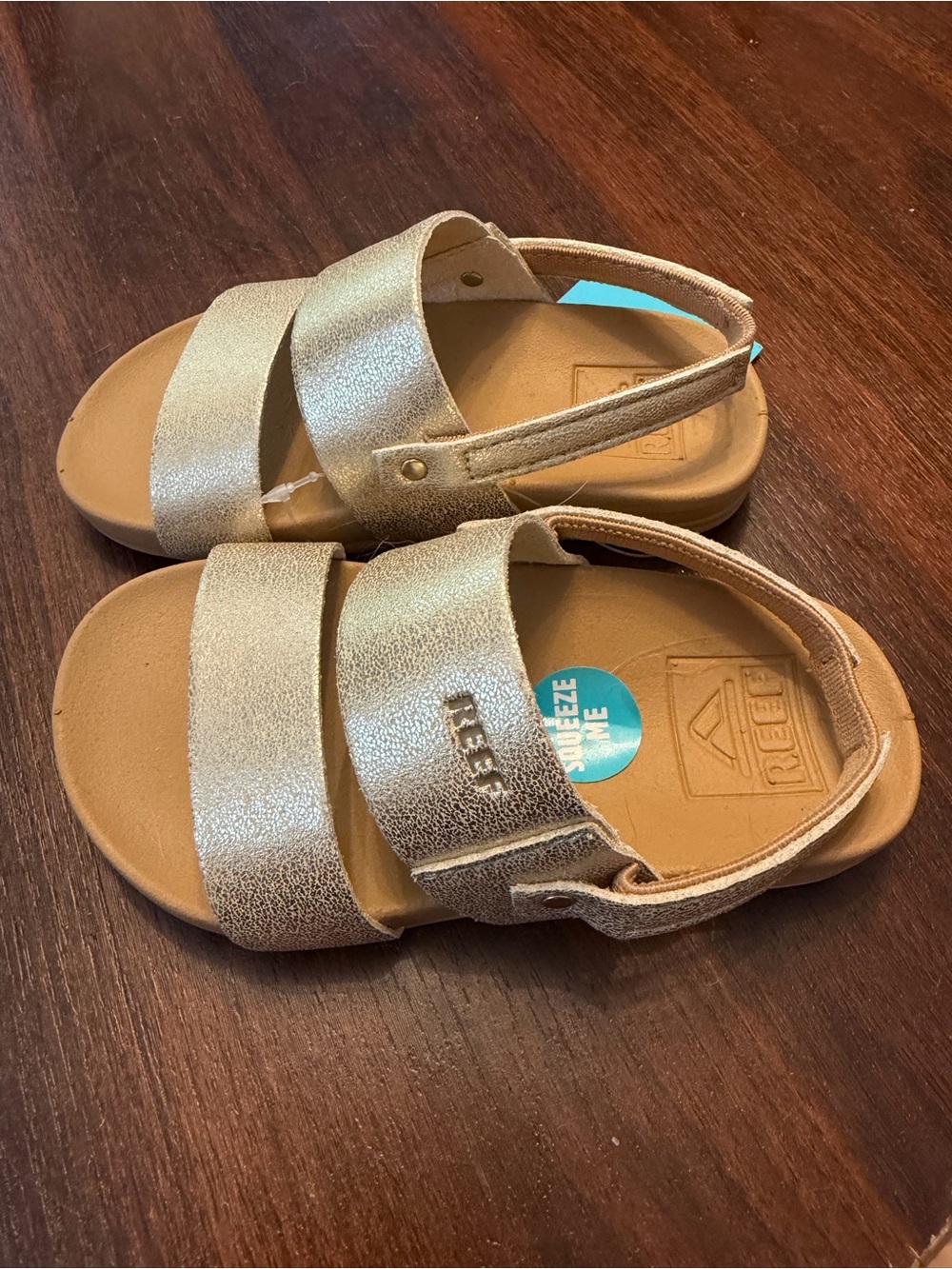 Reef Kids Metallic Gold Sandals with Back Strap